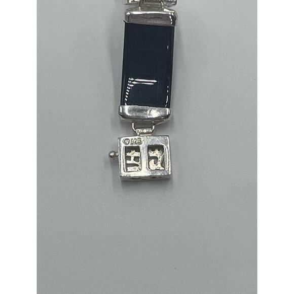 Vintage 1960's Signed Chinese Jadeite Sterling Panel Link Bracelet 7.5" Length - Picture 14 of 14